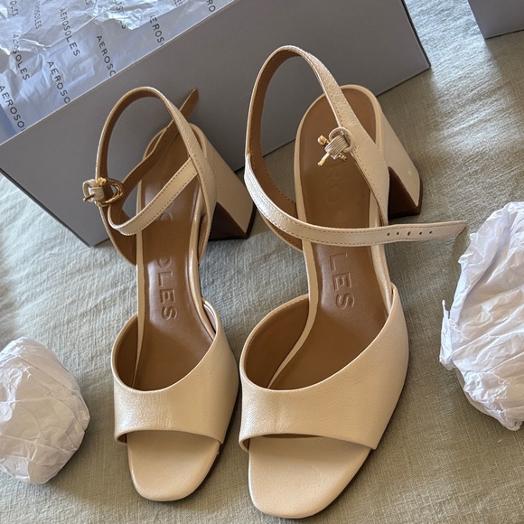 AEROSOLES Gerda Women's Tan Heeled Sandals - Picture 4 of 5